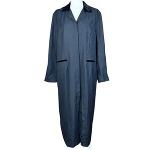 Vintage Talbots Maxi Black Coat Dress 18 Goth Velvet Accents Flaws